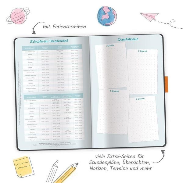 Produktbild: TR&Ouml;TSCH - Sch&uuml;lerkalender Specials mit Gummiband und Stifthalter Uni Black 26/27