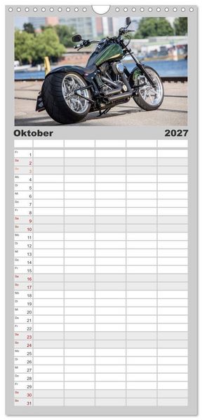 Produktbild: Familienplaner 2027 - Best of Custom- and Showbikes mit 5 Spalten (Wandkalender, 21 x 45 cm) CALVENDO