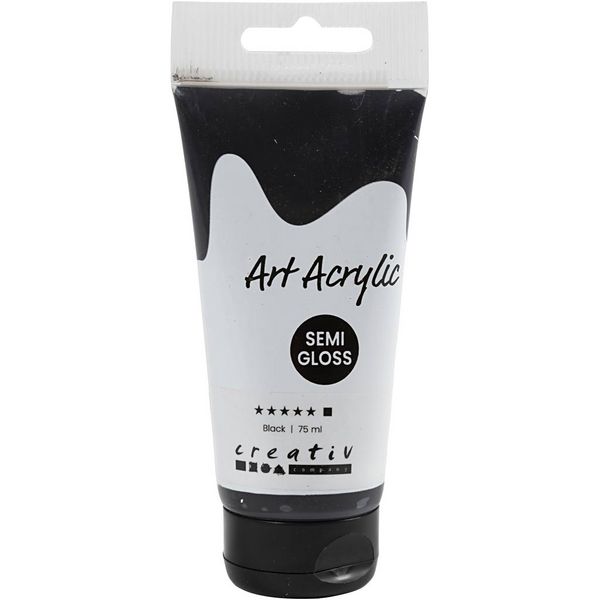 Produktbild: Creativ Company Acrylfarbe, Mattgl&auml;nzend, Deckend, Schwarz, 75 ml/ 1 Fl.
