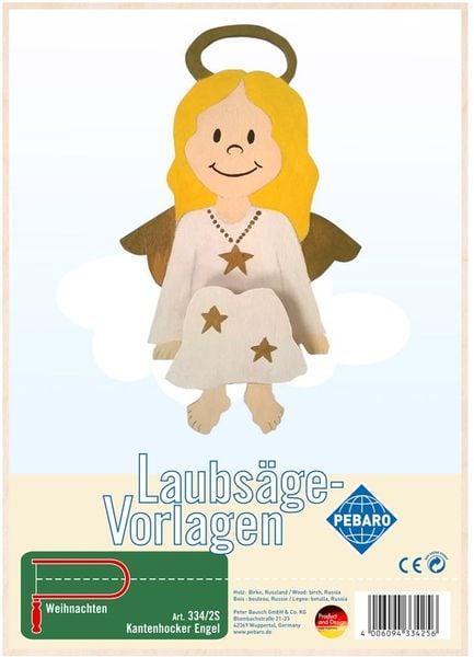 PEBARO 334/2S - Laubsägevorlage Kantenhocker Engel, 1 Platte, Größe DIN A4