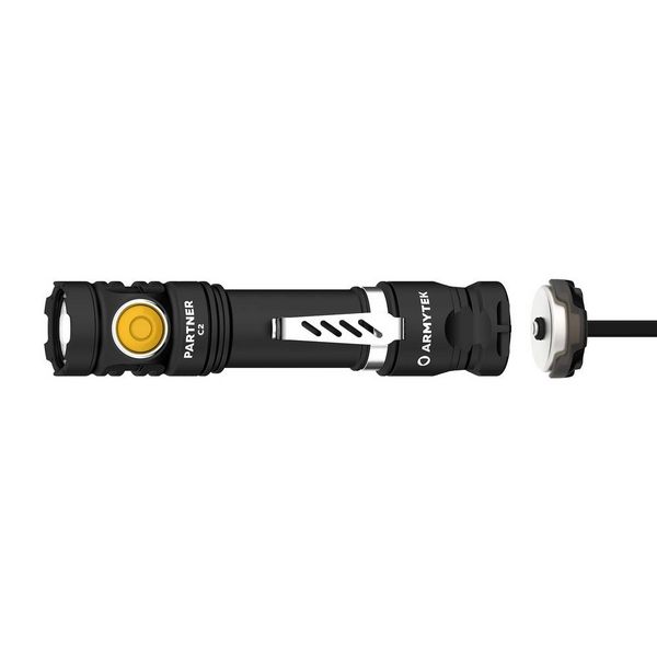 Produktbild: ArmyTek Partner C2 Magnet USB White F07802C LED Taschenlampe mit G&uuml;rtelclip, mit Holster akkubetrieben 1100 lm 118 g