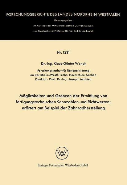 Produktbild: M&ouml;glichkeiten und Grenzen der Ermittlung von fertigungstechnischen Kennzahlen und Richtwerten
