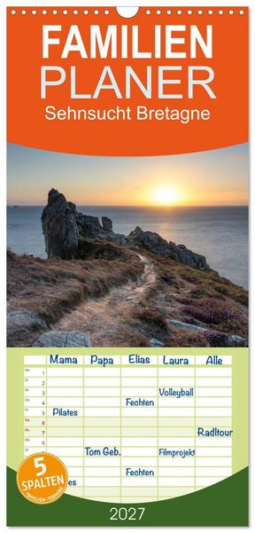 Produktbild: Familienplaner 2027 - Sehnsucht Bretagne mit 5 Spalten (Wandkalender, 21 x 45 cm) CALVENDO