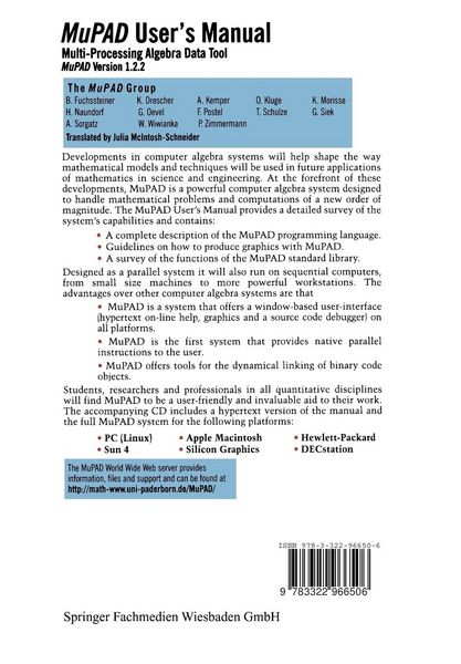 Produktbild: MuPAD User&rsquo;s Manual