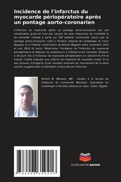 Produktbild: Incidence de l'infarctus du myocarde p&eacute;riop&eacute;ratoire apr&egrave;s un pontage aorto-coronarien