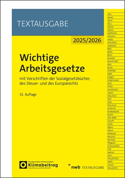 Produktbild: Wichtige Arbeitsgesetze