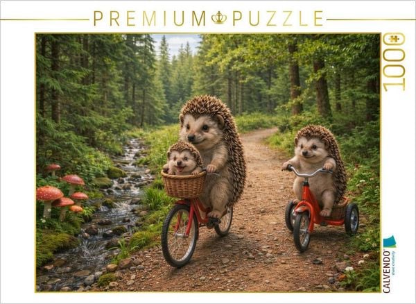 CALVENDO Puzzle Igelglück auf Waldwegen | 1000 Teile Lege-Größe 64 × 48 cm Foto-Puzzle für glückliche Stunden