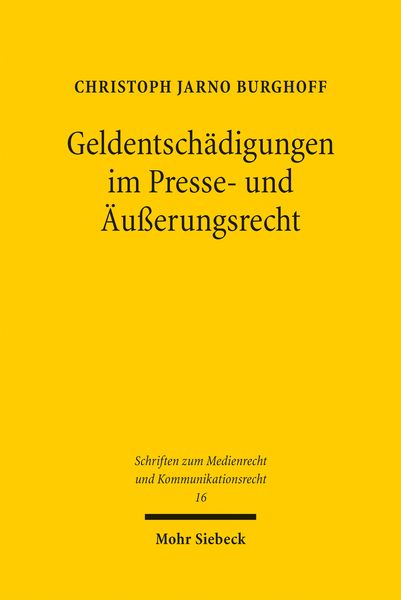 Produktbild: Geldentsch&auml;digungen im Presse- und &Auml;u&szlig;erungsrecht