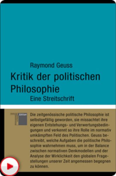 Produktbild: Kritik der politischen Philosophie