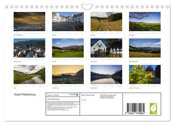 Produktbild: Stadt Plettenberg (Wandkalender 2026 DIN A4 quer), CALVENDO Monatskalender