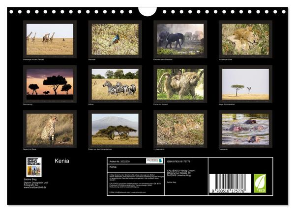 Produktbild: Kenia (Wandkalender 2026 DIN A4 quer), CALVENDO Monatskalender