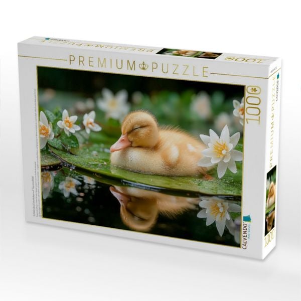 Produktbild: CALVENDO Puzzle Schlafendes Entenk&uuml;ken auf Seerosenblatt | 1000 Teile Lege-Gr&ouml;&szlig;e 64x48cm Foto-Puzzle f&uuml;r gl&uuml;ckliche Stunden