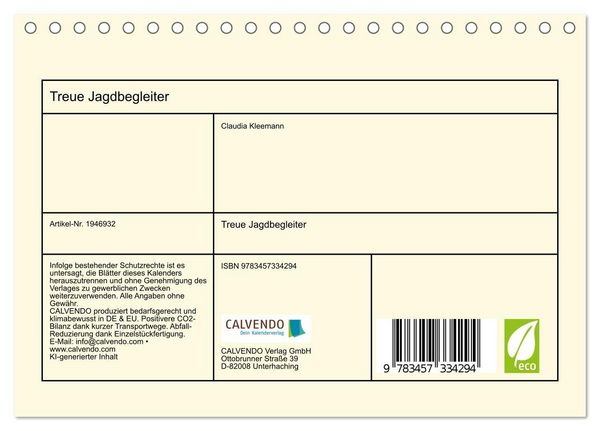 Produktbild: Treue Jagdbegleiter (Tischkalender 2026 DIN A5 quer), CALVENDO Monatskalender