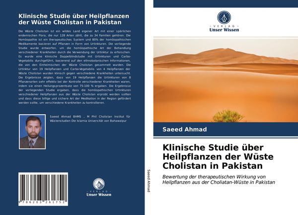 Klinische Studie über Heilpflanzen der Wüste Cholistan in Pakistan, Taschenbuch von Saeed Ahmad, Verlag Unser Wissen, 9786203261752