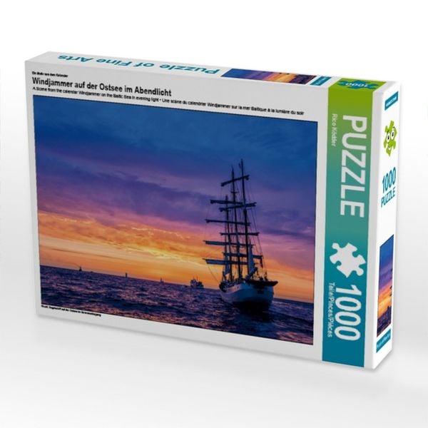 CALVENDO Puzzle Ein Motiv aus dem Kalender Windjammer auf der Ostsee im Abendlicht | 1000 Teile Lege-Größe 64x48cm Foto-Puzzle für glückliche Stunden