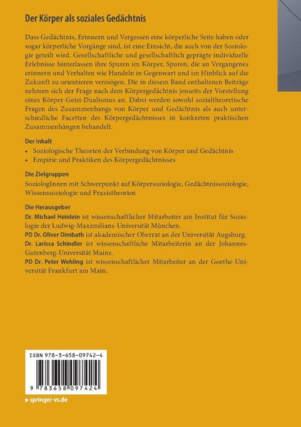 Produktbild: Der K&ouml;rper als soziales Ged&auml;chtnis