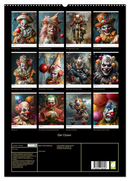 Produktbild: Der Clown (hochwertiger Premium Wandkalender 2026 DIN A2 hoch), Kunstdruck in Hochglanz
