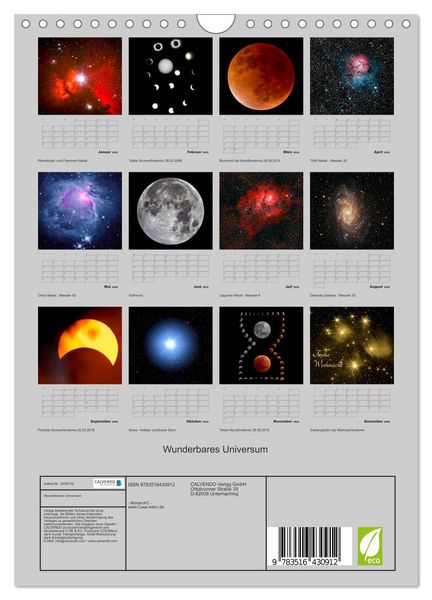 Produktbild: Wunderbares Universum (Wandkalender 2026 DIN A4 hoch), CALVENDO Monatskalender