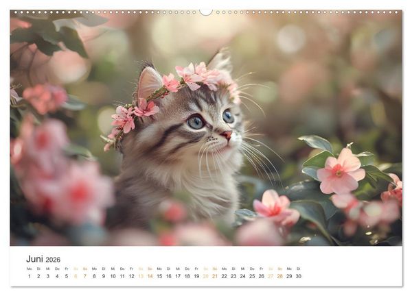 Produktbild: Zauberhafte Katzenbabys (hochwertiger Premium Wandkalender 2026 DIN A2 quer), Kunstdruck in Hochglanz