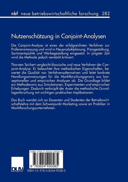 Produktbild: Nutzensch&auml;tzung in Conjoint-Analysen