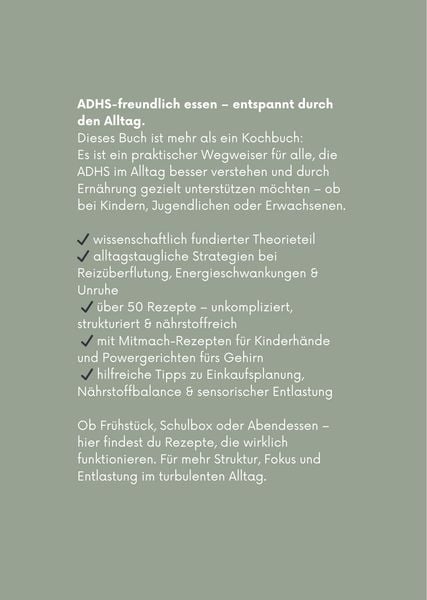 Produktbild: Ern&auml;hrung bei ADHS - Ein Ratgeber und Kochbuch f&uuml;r Kinder und Erwachsene
