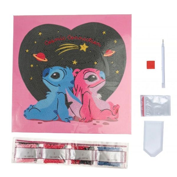 Produktbild: Craft Buddy CAKL-32DNY716M - Crystal Art Famed Canvas Kit, Disney, Stitch & Angel, Leinwandbild 30x30cm, Diamond Painting