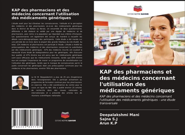 Produktbild: KAP des pharmaciens et des m&eacute;decins concernant l'utilisation des m&eacute;dicaments g&eacute;n&eacute;riques