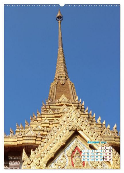 Produktbild: Bangkoks Tempel - Goldene Pagoden und safrangelbe Roben (hochwertiger Premium Wandkalender 2027 DIN A2 hoch), Kunstdruck in Hochglanz