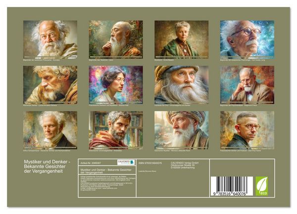 Produktbild: Mystiker und Denker - Bekannte Gesichter der Vergangenheit (Wandkalender 2026 DIN A4 quer), CALVENDO Monatskalender