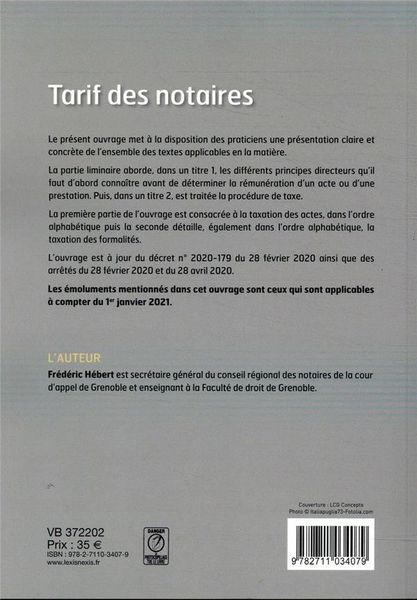 Produktbild: Tarif des notaires
