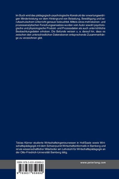 Produktbild: Erwartungswidrige Minderleistung und Belastung im kaufm&auml;nnischen Unterricht
