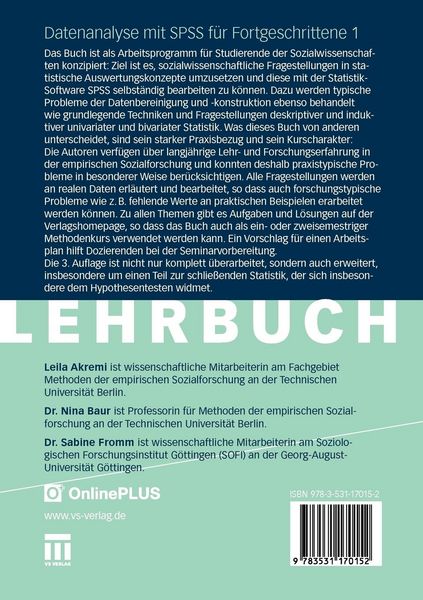 Produktbild: Datenanalyse mit SPSS f&uuml;r Fortgeschrittene 1