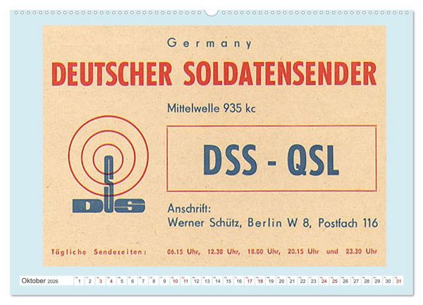 Produktbild: Rundfunk in Deutschland - Historische QSL-Karten (Wandkalender 2026 DIN A2 quer), CALVENDO Monatskalender