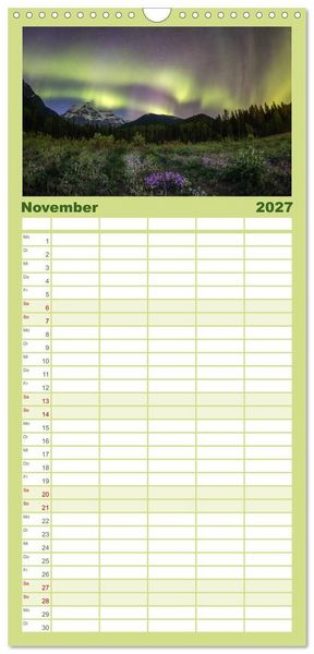 Produktbild: Familienplaner 2027 - Wunder Natur II mit 5 Spalten (Wandkalender, 21 x 45 cm) CALVENDO