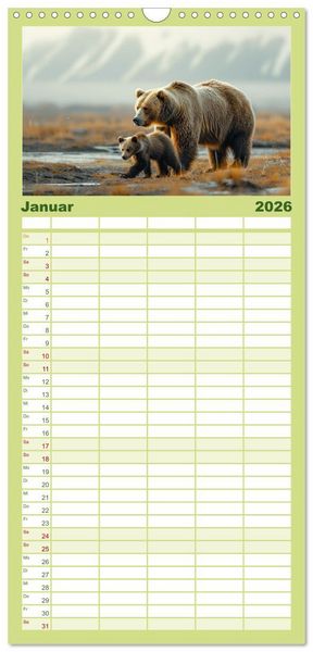 Produktbild: Familienplaner 2026 - Wildes B&auml;renland mit 5 Spalten (Wandkalender, 21 x 45 cm) CALVENDO