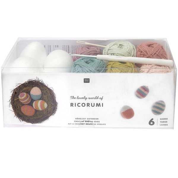 Produktbild: Ricorumi H&auml;kelset "Ostereier Earthy"