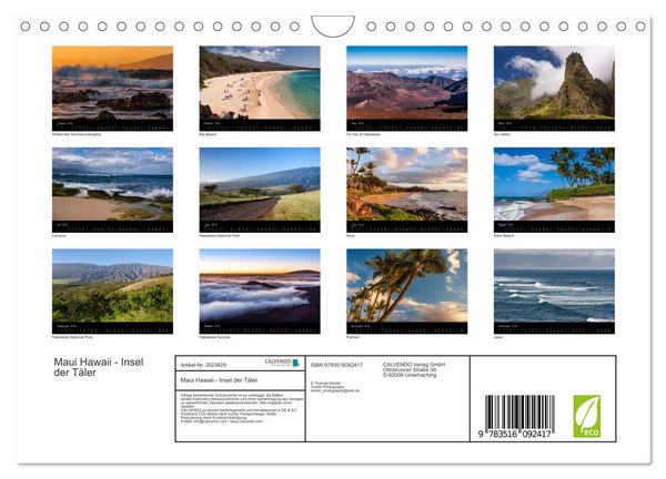 Produktbild: Maui Hawaii - Insel der T&auml;ler (Wandkalender 2026 DIN A4 quer), CALVENDO Monatskalender