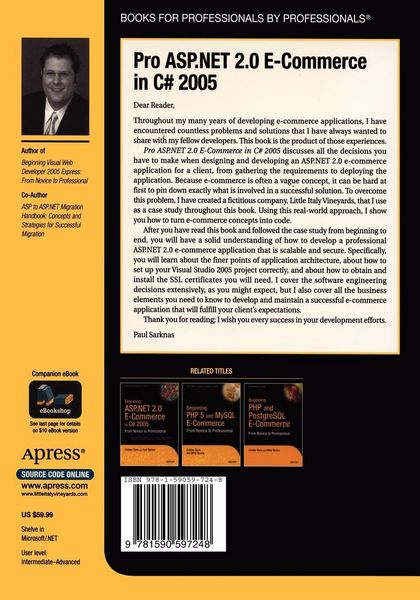 Produktbild: Pro ASP.NET 2.0 E-Commerce in C# 2005