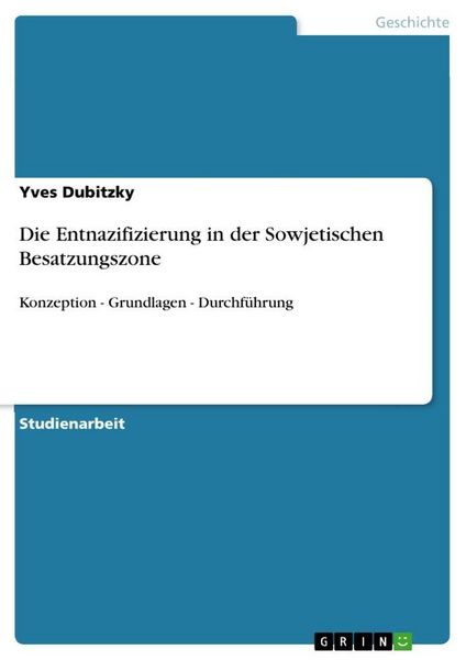Produktbild: Die Entnazifizierung in der Sowjetischen Besatzungszone
