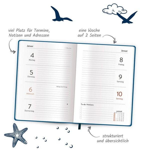 Produktbild: TR&Ouml;TSCH - Taschenkalender A6 Soft Touch Maritim 2027