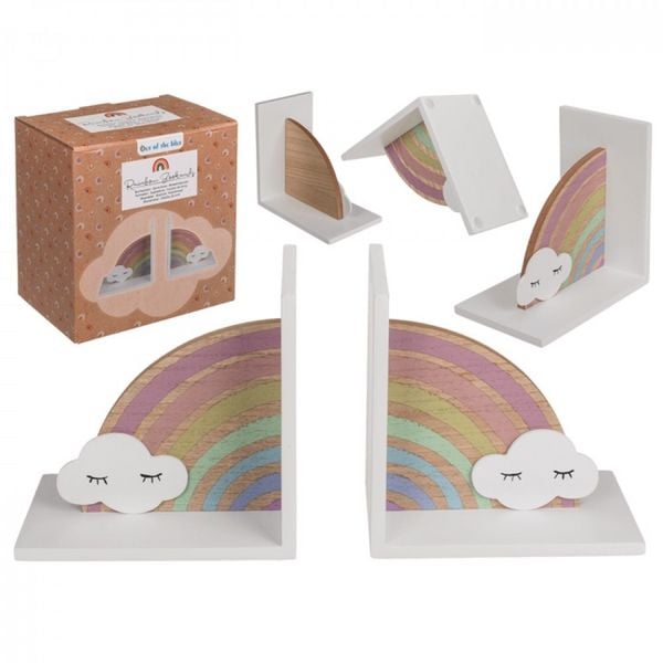 Produktbild: Holz-Buchstuetze, Regenbogen mit Wolke,