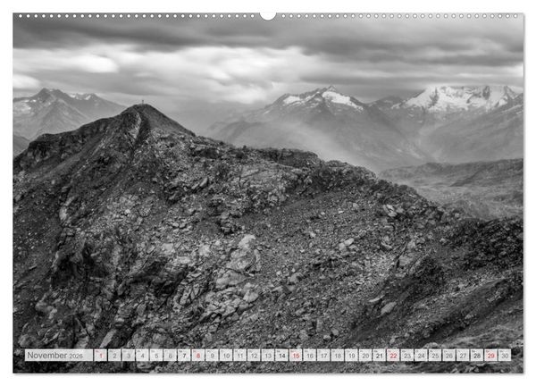 Produktbild: Bergpixels Schwarz-Wei&szlig;e Gebirgstr&auml;ume (Wandkalender 2026 DIN A2 quer), CALVENDO Monatskalender