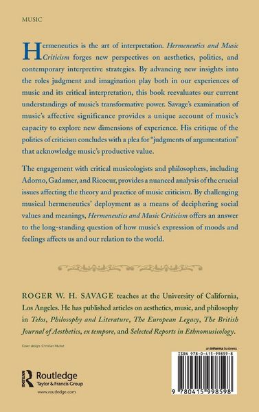 Produktbild: Hermeneutics and Music Criticism
