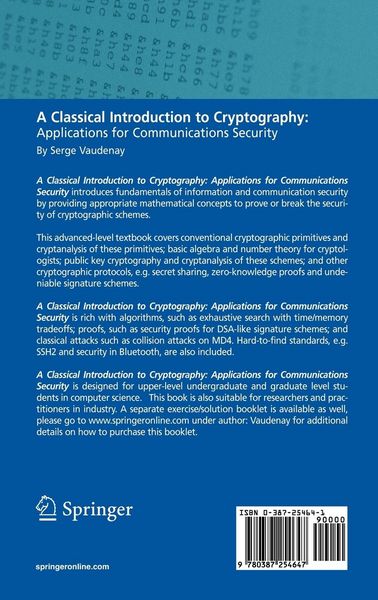 Produktbild: A Classical Introduction to Cryptography