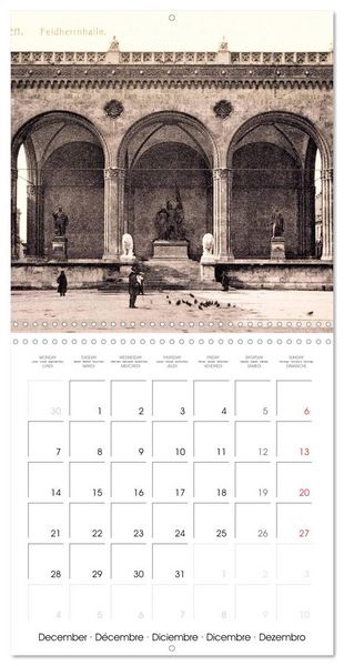 Produktbild: Promenade &agrave; travers Munich : Cartes postales historiques de la ville (Calendrier mural carr&eacute; 2026 30x30 cm) Calendrier double avec une page pour vos prises de notes