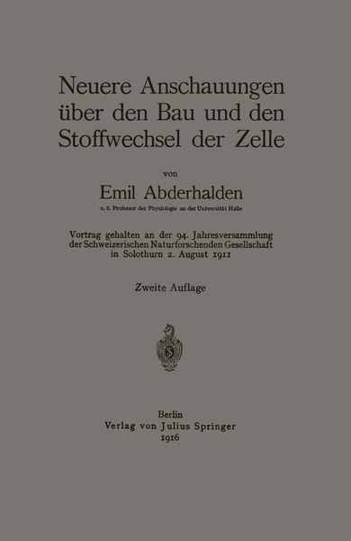 Produktbild: Neuere Anschauungen &uuml;ber den Bau und den Stoffwechsel der Zelle