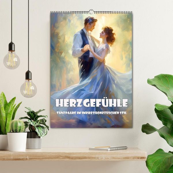 Produktbild: Herzgef&uuml;hle &ndash; Tanzpaare im impressionistischen Stil (Wandkalender 2026 DIN A2 hoch), CALVENDO Monatskalender