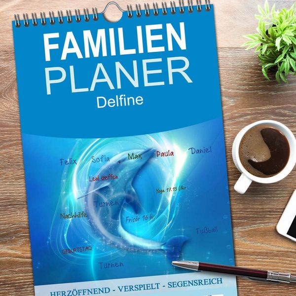Produktbild: Familienplaner 2026 - Delfine - Kalender mit 5 Spalten (Wandkalender, 21 x 45 cm) CALVENDO