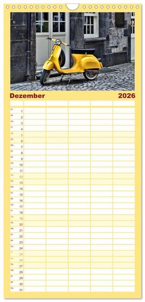 Produktbild: Familienplaner 2026 - Vespa Liebe mit 5 Spalten (Wandkalender, 21 x 45 cm) CALVENDO