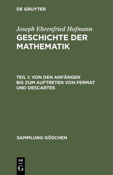 Produktbild: Von den Anf&auml;ngen bis zum Auftreten von Fermat und Descartes